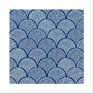 Japanese Fish Scales / Indigo Texture Posters and Art